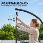 Hanging Egg Chair with Stand, Metal Frame and Adjustable Height, Dark Grey