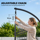Hanging Egg Chair with Stand, Metal Frame and Adjustable Height, Dark Grey
