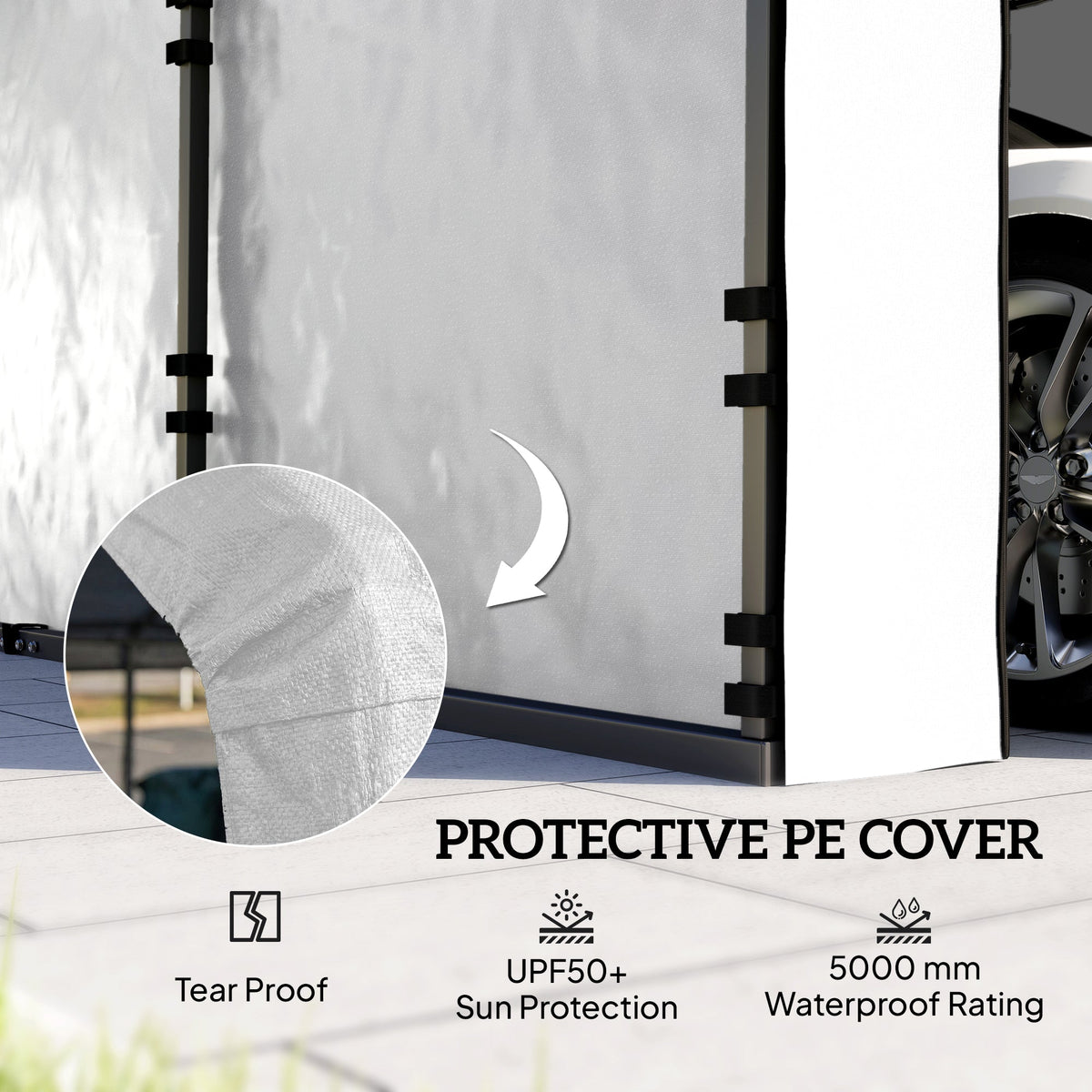 Carport Sidewall Panels Set of 4 for 12' x 20' Carports, White