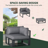 6pc Outdoor Patio Furniture Set with Daybed and Footstools, Grey