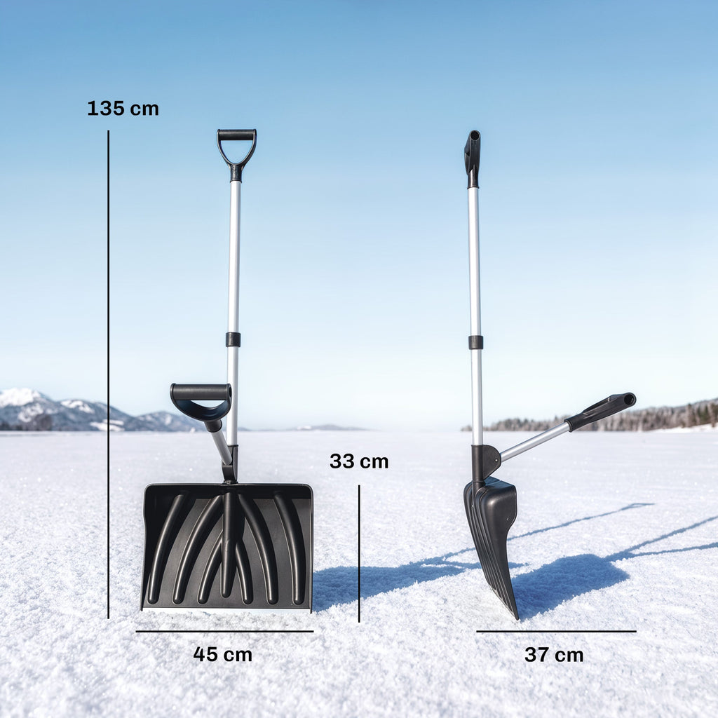 Heavy Duty Snow Shovel with 45cm Blade and Detachable Aluminum Handle