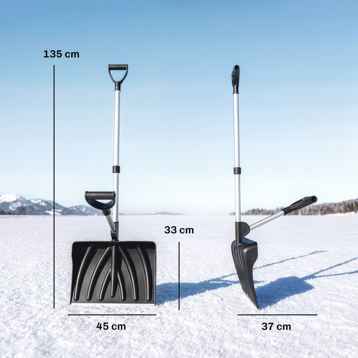 Heavy Duty Snow Shovel with 45cm Blade and Detachable Aluminum Handle