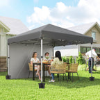 10' x 10' Pop Up Canopy Tent with Sidewalls and Roller Bag, Dark Grey
