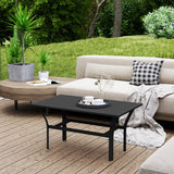 Outdoor Metal Coffee Table with Slatted Top, Black