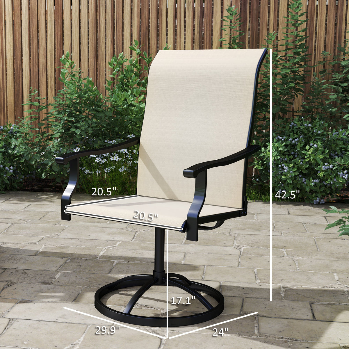 2-Piece Outdoor Patio Swivel Chairs, Beige