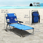 Folding Lounge Chair with Reading Hole and Headrest, Dark Blue