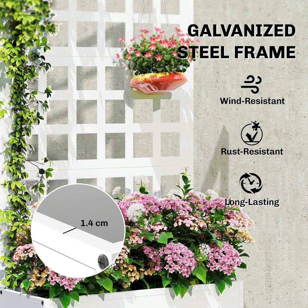 24" x 9" x 44.5" Raised Garden Bed with Trellis and Drainage, White