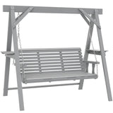 3 Seater Wooden Garden Swing Seat with Side Tables, Dark Grey
