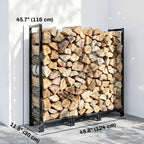4 ft Firewood Rack with Customizable Width & Height, Cable Reinforcement, 616 lb Capacity, Black