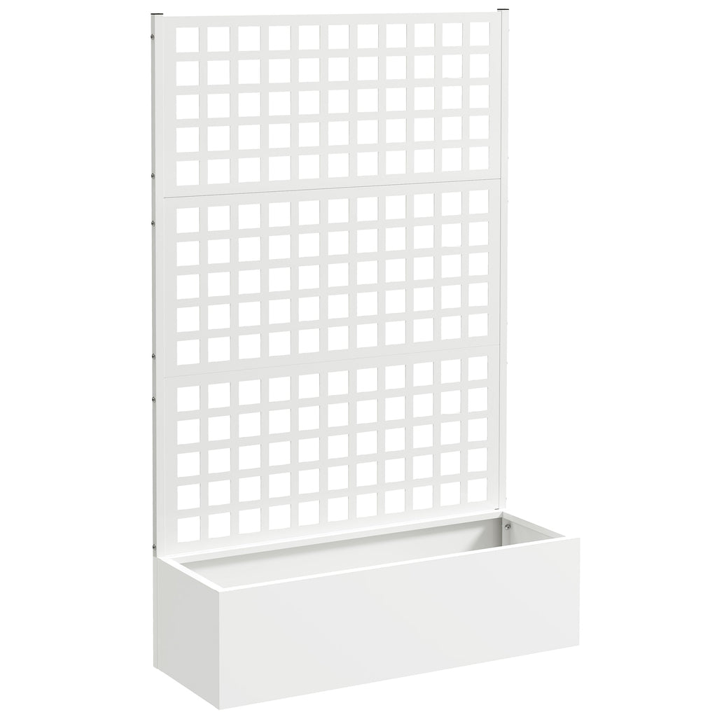 Galvanized Raised Garden Bed with Trellis, 43" x 16" x 70", White