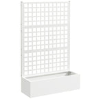 Galvanized Raised Garden Bed with Trellis, 43" x 16" x 70", White
