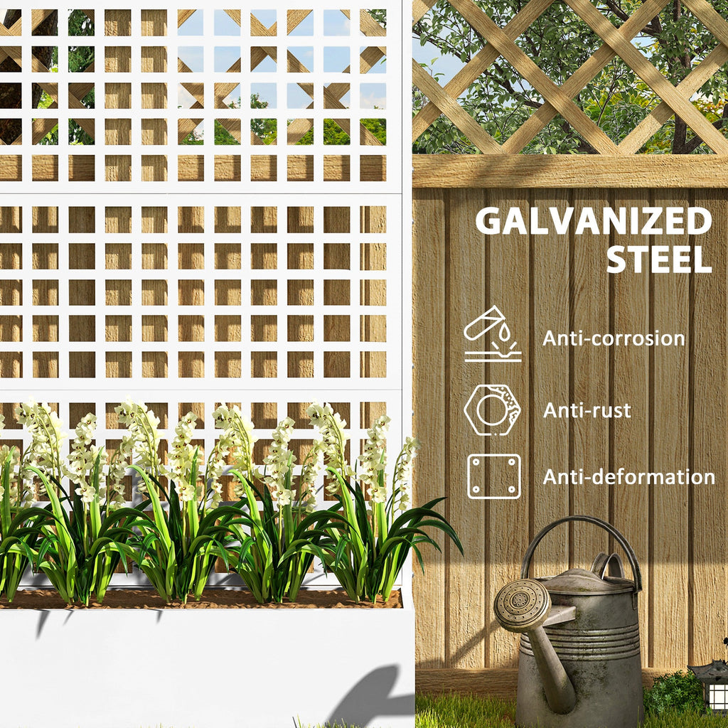 Galvanized Raised Garden Bed with Trellis, 43" x 16" x 70", White