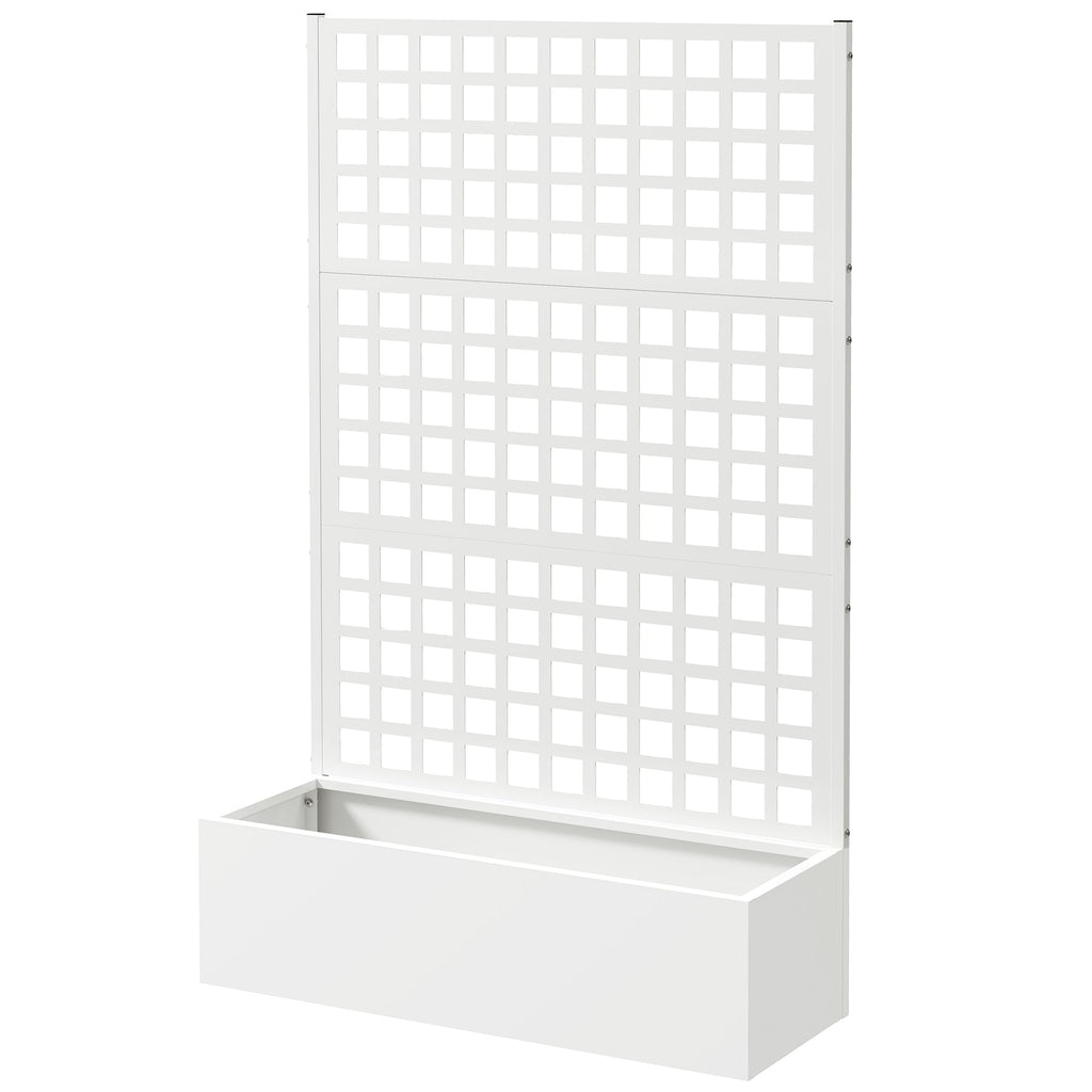 Galvanized Raised Garden Bed with Trellis, 43" x 16" x 70", White