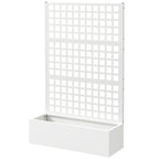 Galvanized Raised Garden Bed with Trellis, 43" x 16" x 70", White