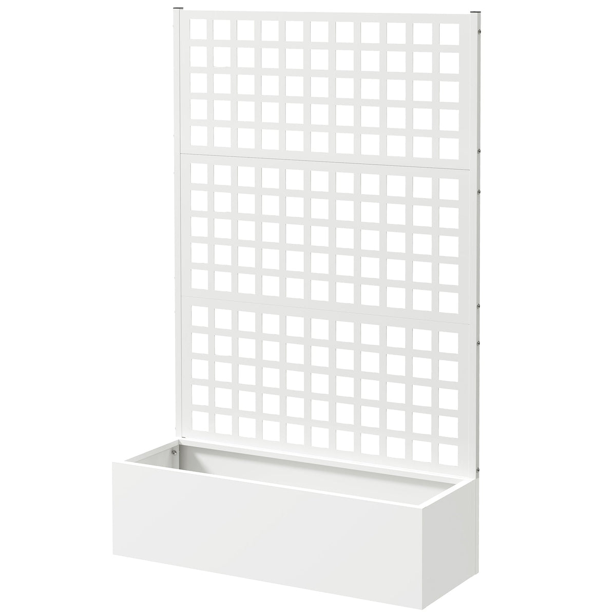 Galvanized Raised Garden Bed with Trellis, 43" x 16" x 70", White