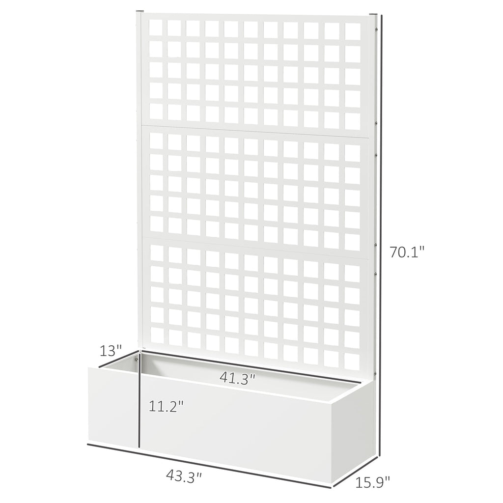 Galvanized Raised Garden Bed with Trellis, 43" x 16" x 70", White