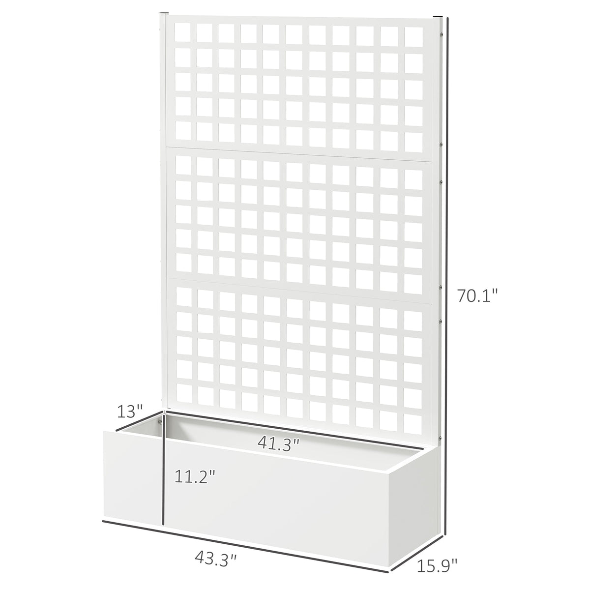 Galvanized Raised Garden Bed with Trellis, 43" x 16" x 70", White