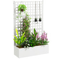 Galvanized Raised Garden Bed with Trellis, 43" x 16" x 70", White