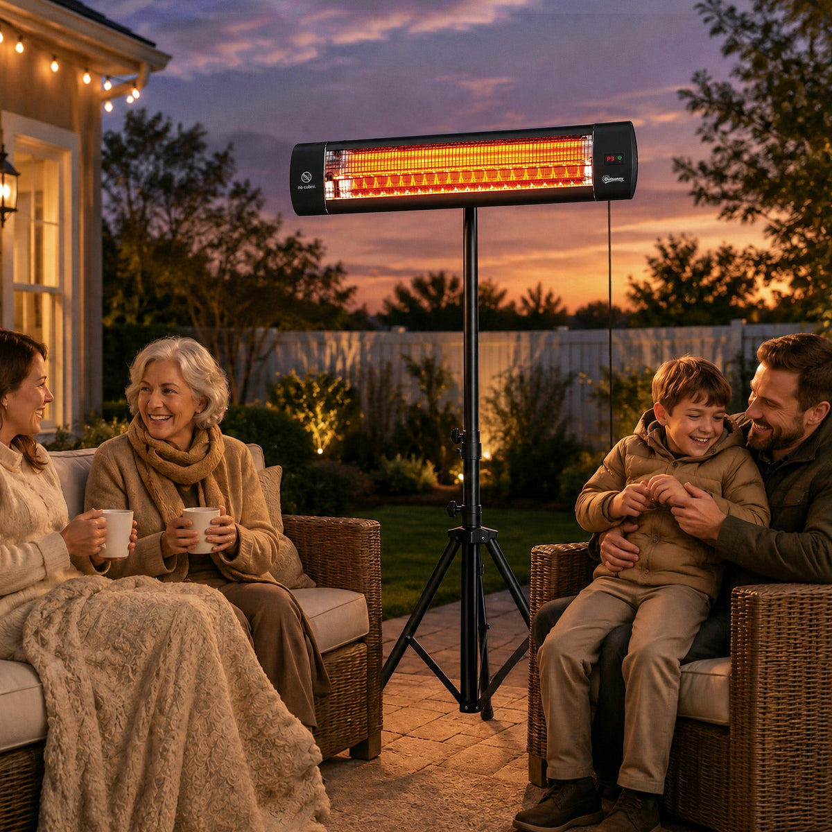 2500 W Infrared Patio Heater with Adjustable Tripod, IP65, 3 Heat Levels, Black