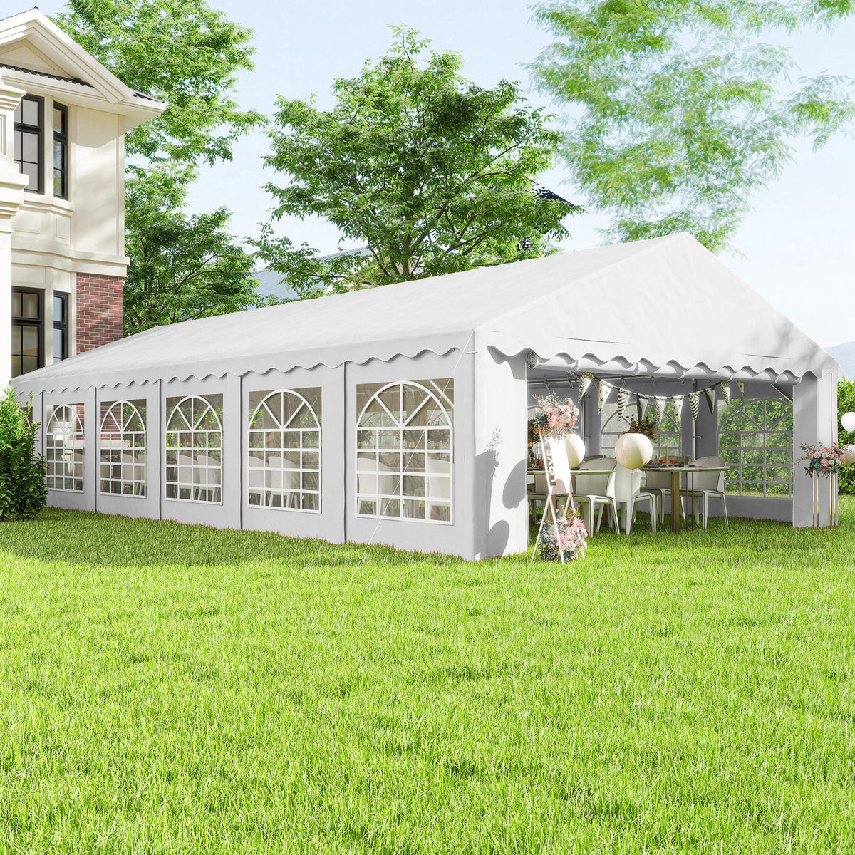 20' x 40' Heavy Duty Party Tent and Carport with Sidewalls, White