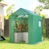 56" x 56" x 75" Raised Garden Bed Greenhouse with PE Cover, Green