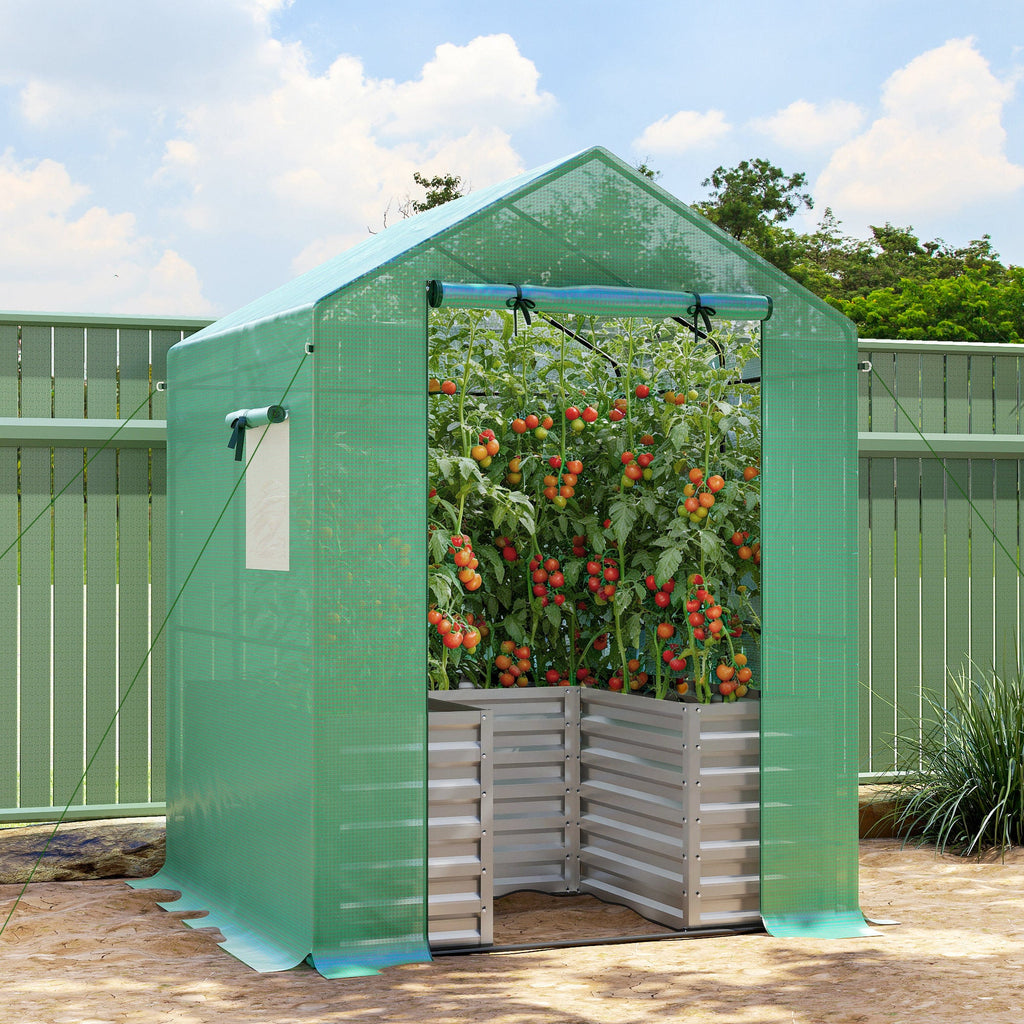 56" x 56" x 75" Raised Garden Bed Greenhouse with PE Cover, Green