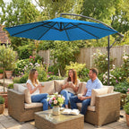 3 m Cantilever Parasol with Cross Base and Crank Handle, Blue