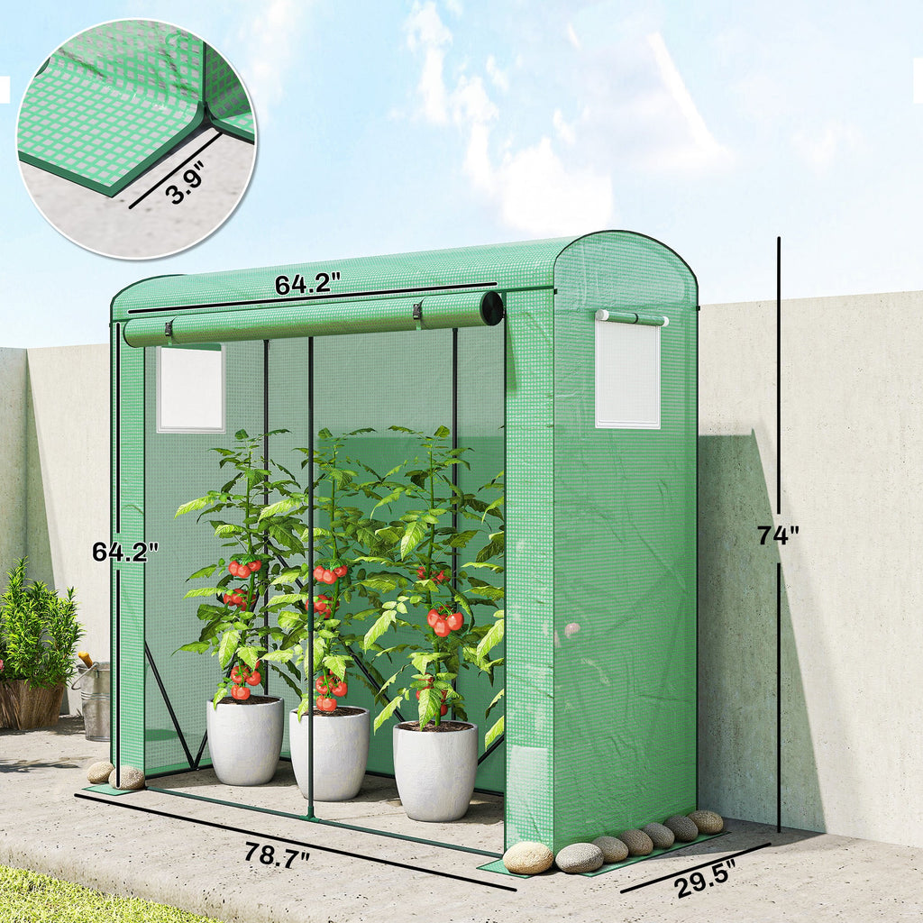 78.7" x 29.5" x 74" Mini Greenhouse, Green