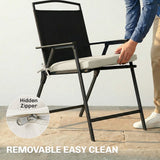 Set of 2 Outdoor Chair Seat Cushions, 40 x 40 cm, Cream White