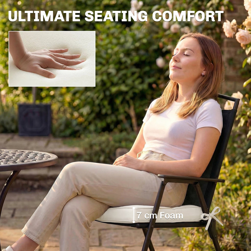 Set of 2 Outdoor Chair Seat Cushions, 40 x 40 cm, Cream White
