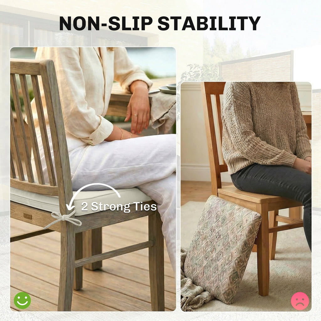 Set of 2 Outdoor Chair Seat Cushions, 40 x 40 cm, Cream White