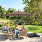 3 m Cantilever Parasol with Weights, Cover & Cross Base, Coffee