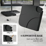 3 m Cantilever Parasol with Weights, Cover & Cross Base, Coffee