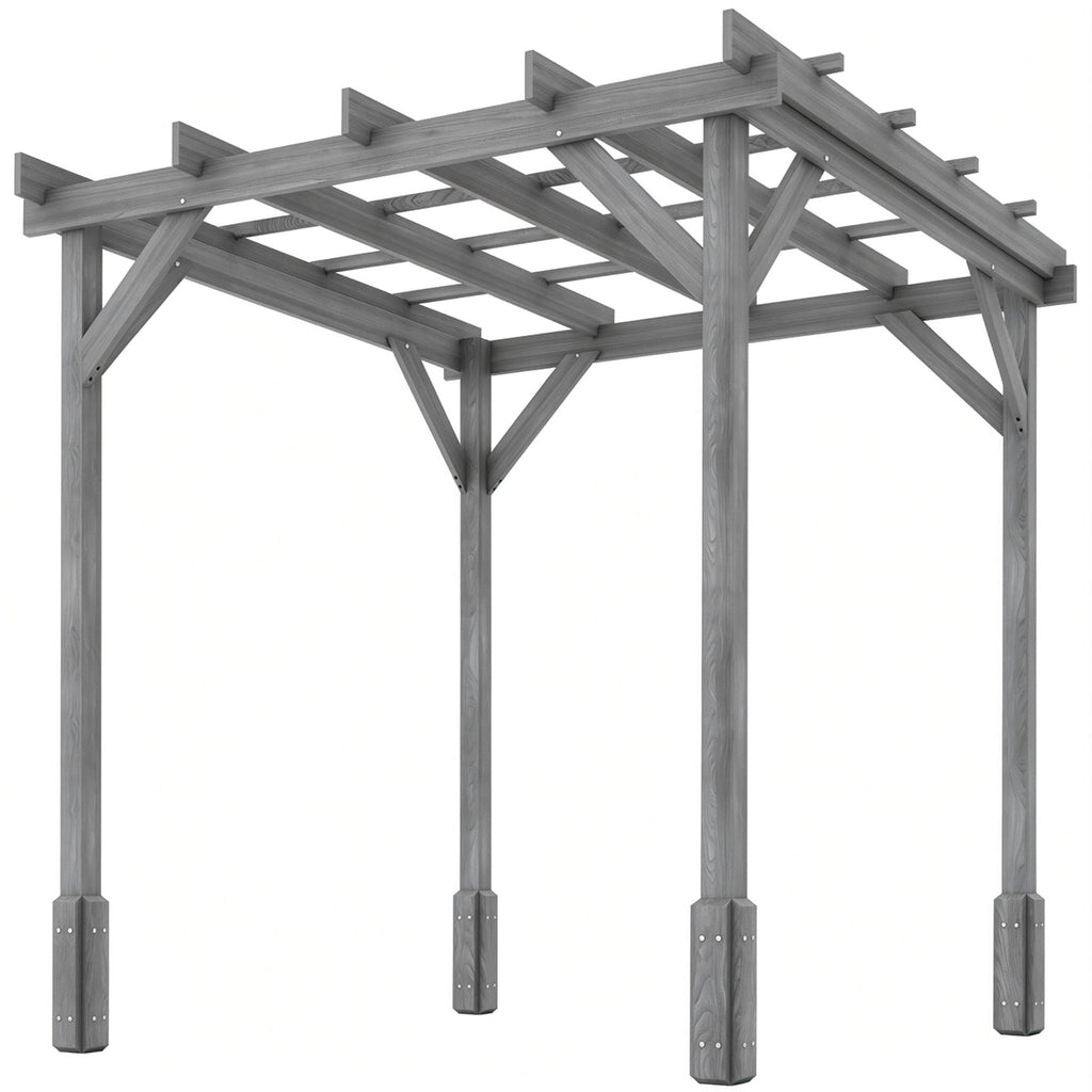 PerArbor 2 x 2m Wooden Pergola Kit with Stable Frame for Climbing Vines, Grey