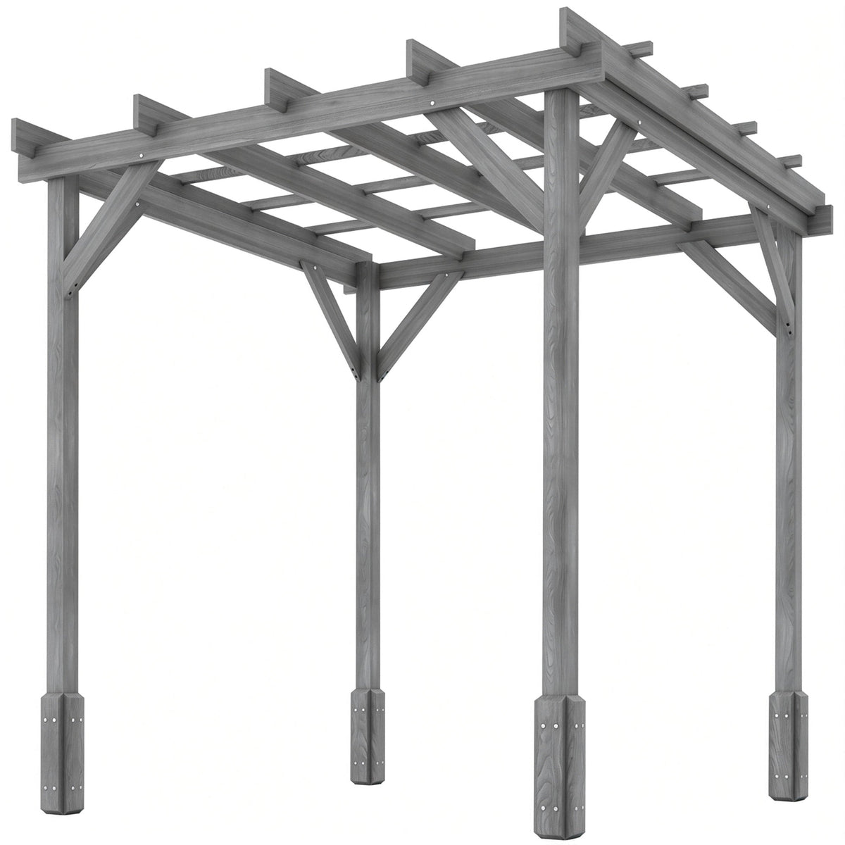 PerArbor 2 x 2m Wooden Pergola Kit with Stable Frame for Climbing Vines, Grey
