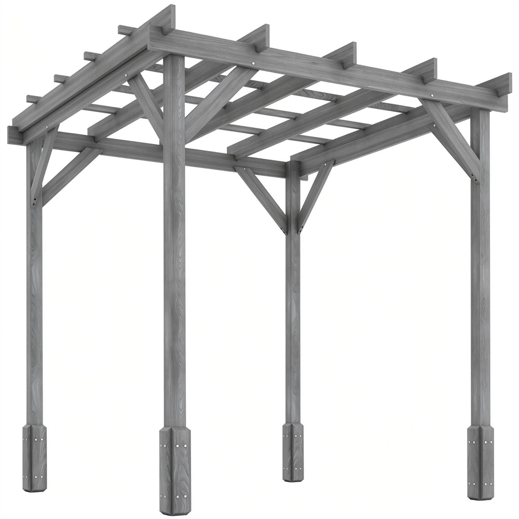 PerArbor 2 x 2m Wooden Pergola Kit with Stable Frame for Climbing Vines, Grey