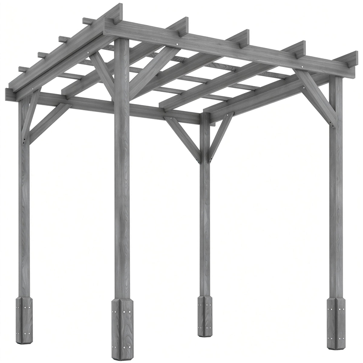 PerArbor 2 x 2m Wooden Pergola Kit with Stable Frame for Climbing Vines, Grey