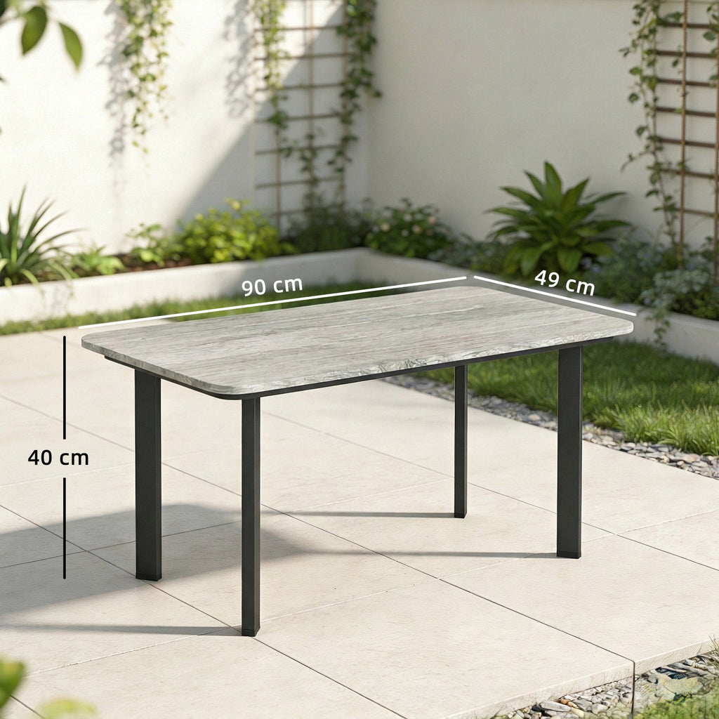 90 x 49 x 40 cm Outdoor Coffee Table with Slatted WPC Top, Grey