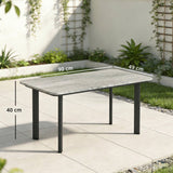 90 x 49 x 40 cm Outdoor Coffee Table with Slatted WPC Top, Grey