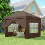10' x 10' Pop-Up Party Tent Canopy with Carrying Bag, Coffee