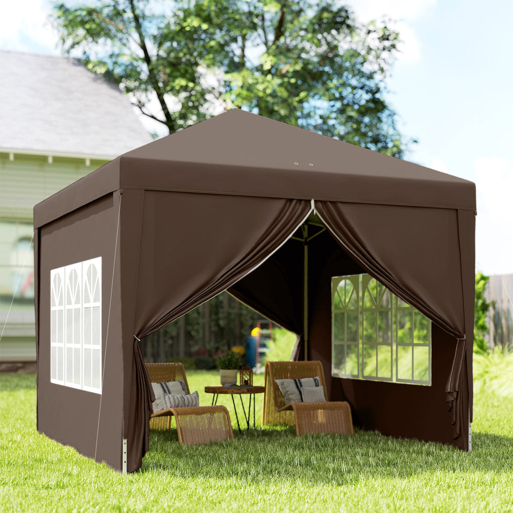 10' x 10' Pop-Up Party Tent Canopy with Carrying Bag, Coffee