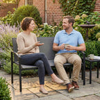 2 Seater Metal Garden Bench with Texteline Seat, Grey