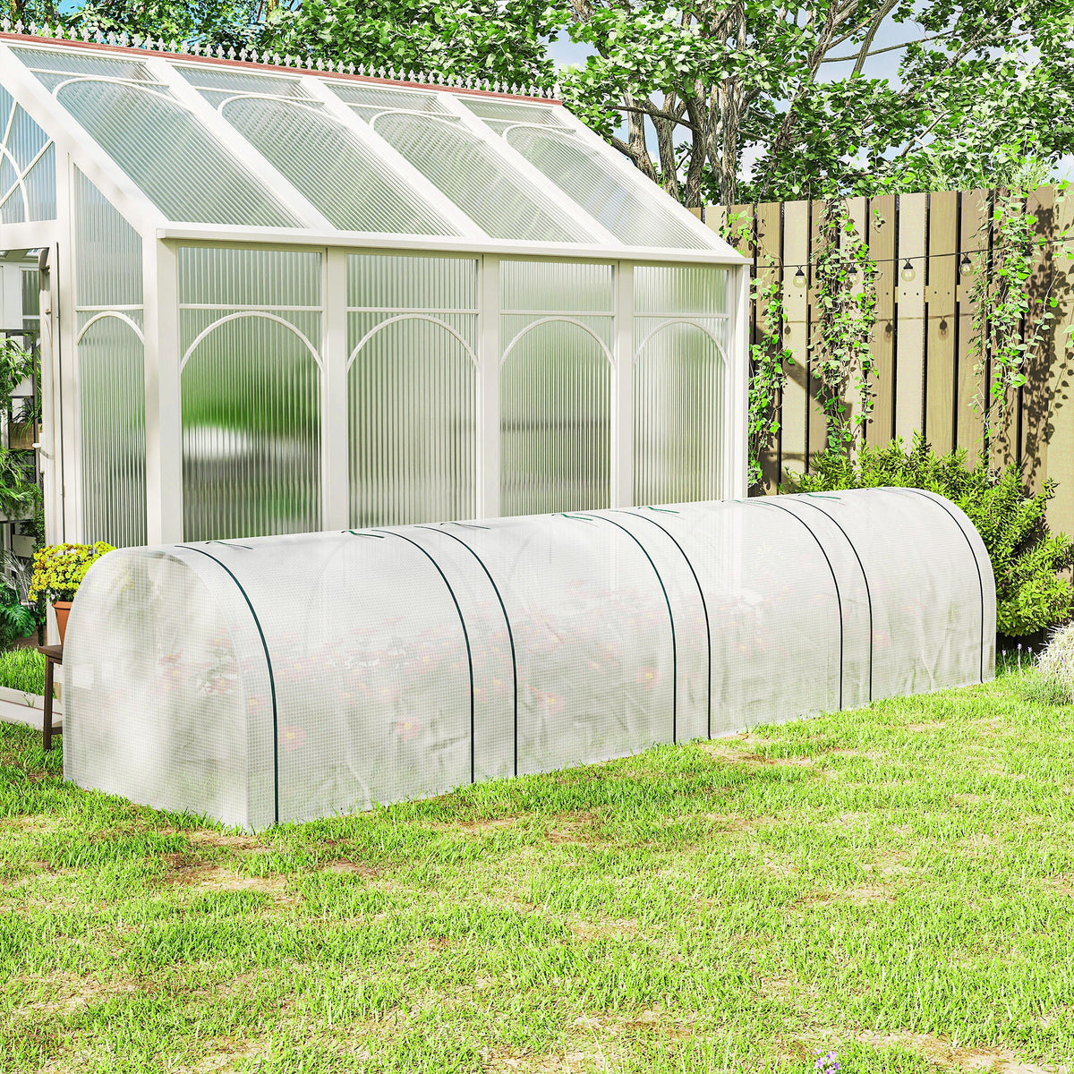 13' L x 3' W x 2.5' H Portable Tunnel Greenhouse, White