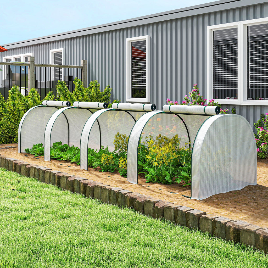 13' L x 3' W x 2.5' H Portable Tunnel Greenhouse, White
