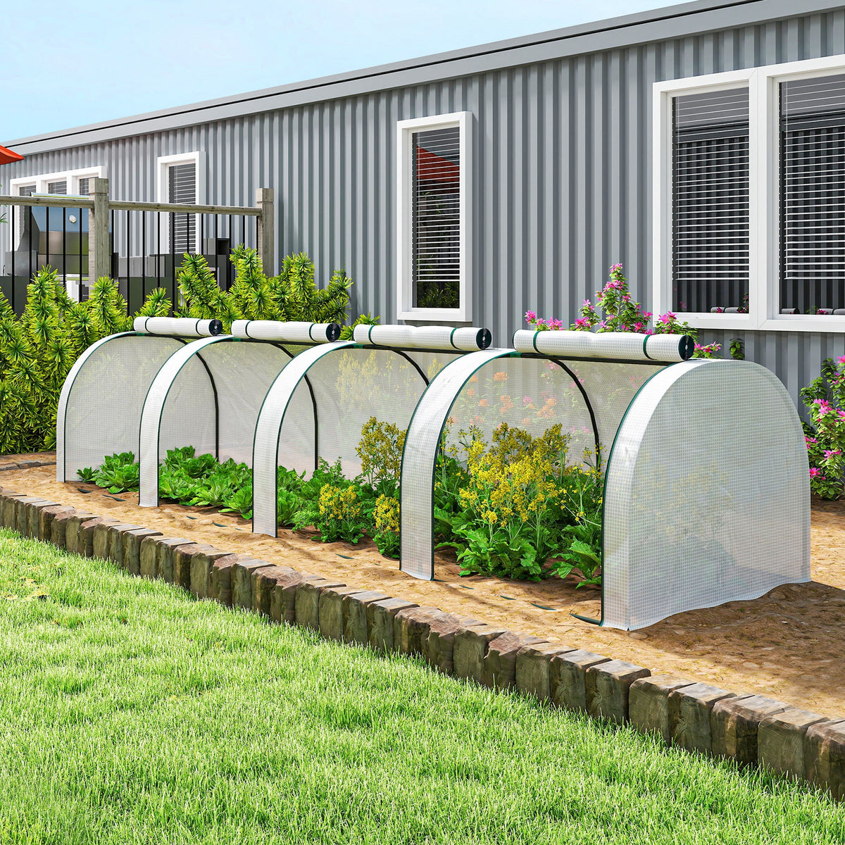13' L x 3' W x 2.5' H Portable Tunnel Greenhouse, White