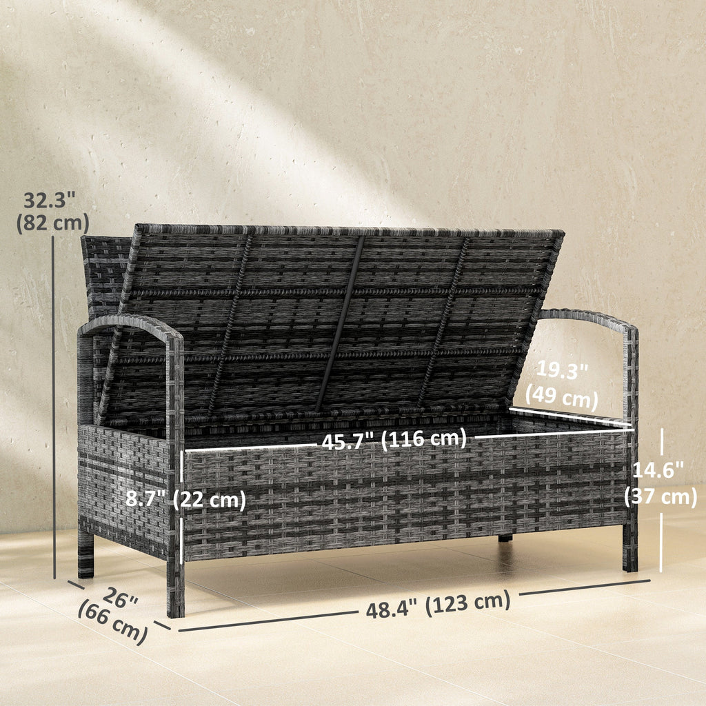 33 Gallon Wicker Outdoor Storage Bench with Cushion, Grey