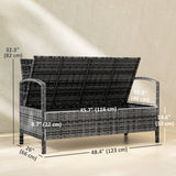 33 Gallon Wicker Outdoor Storage Bench with Cushion, Grey