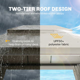 3 x 4 m Garden Gazebo with Double Roof, Netting & Curtains, Beige