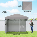 10' x 10' Pop Up Canopy Tent with Sidewalls and Roller Bag, Light Grey