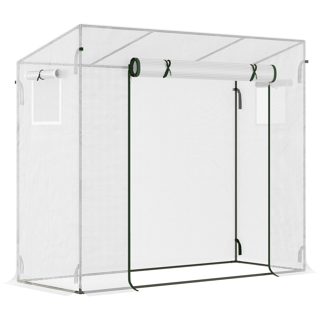6.6' x 2.5' x 5.5' Walk-in Greenhouse with Door and Window, White